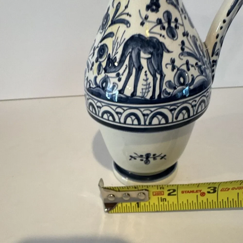 Ceramica Coimbra Blue/White Hand Painted Ceramic Pitcher 1.5L 354 6 inch